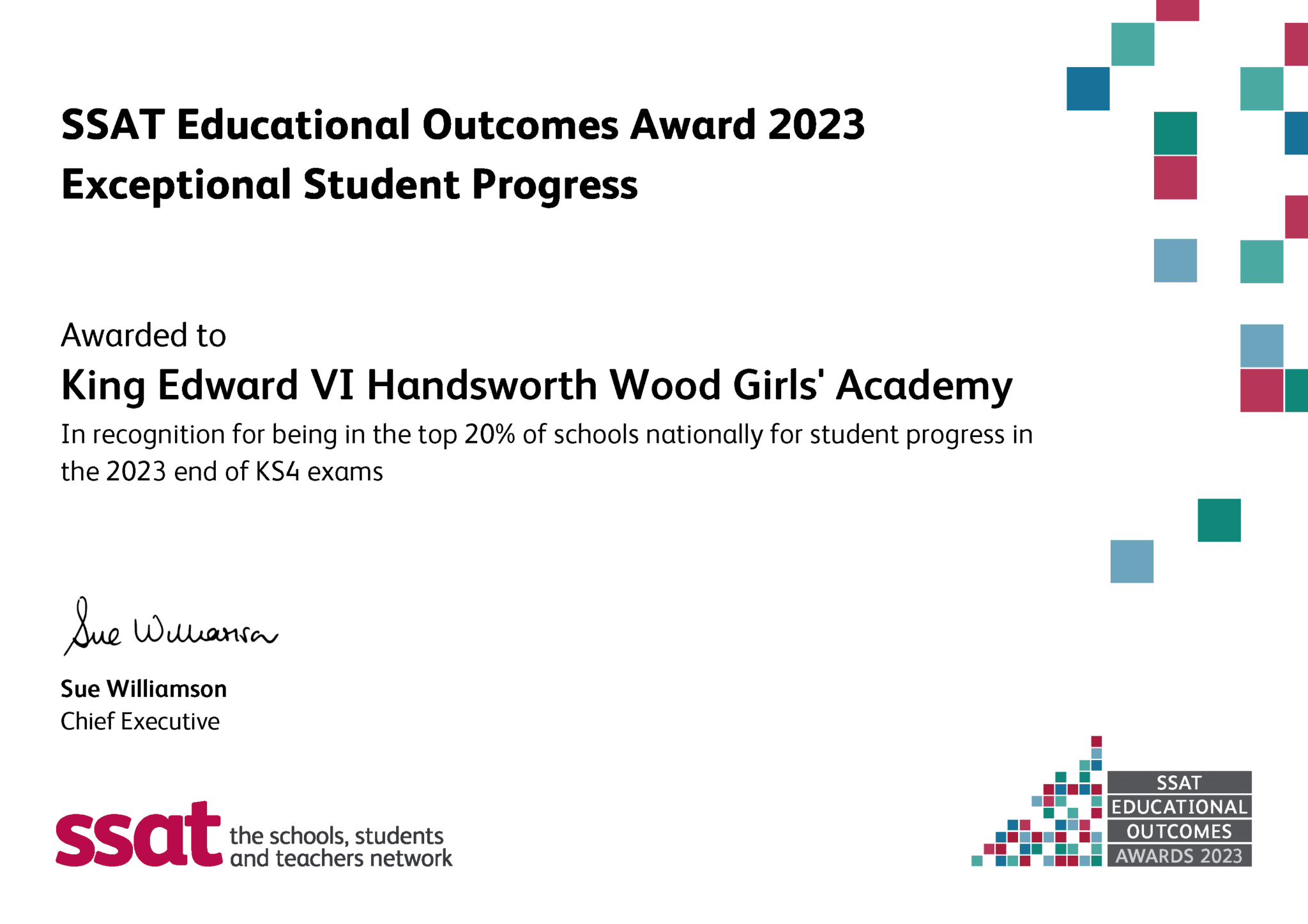 King Edward VI Handsworth Wood Girls' Academy receives national recognition for performance