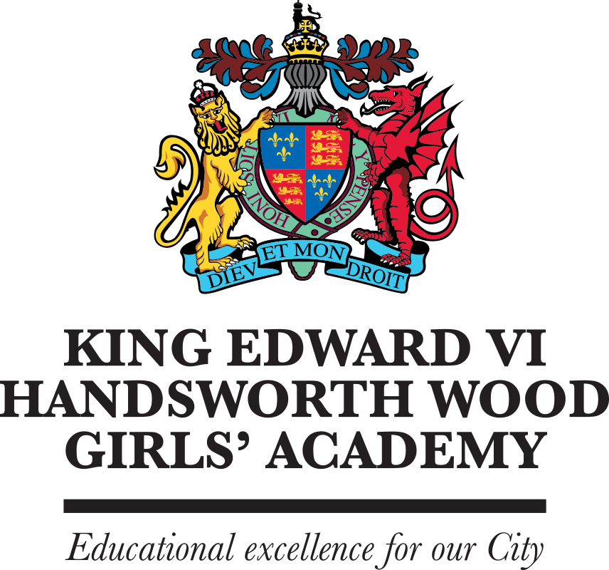 KEVI Handsworth Wood Girls' Academy School Logo a rampant lion and a griffen stood on either side of the crest which has the banner Dieu et mon droit