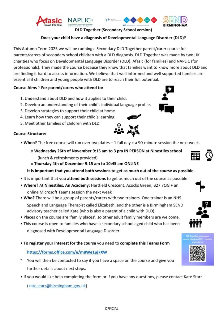 DLD together information sheet Autumn 2025 secondary course.pdf